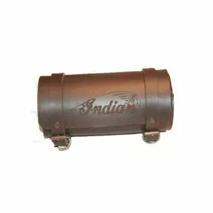 Tool Bag Roll Pure Brown Leather Retro For Indian Chief Logo Engraved Design - Picture 1 of 1