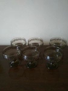 6 Vintage Libbey Smokey Brown Swirl 1970s PRADO Sherbert Dessert Glasses - Picture 1 of 7