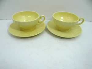 Franciscan Coronado Matte Yellow Set of 2 Cups Saucers - Picture 1 of 12