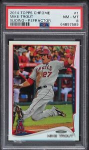 2014 Topps Chrome Sliding Refractor Mike Trout #1 Card PSA 8 NM-M