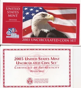 2003 Uncirculated Denver United States Mint coin set includes quarters with COA - Picture 1 of 7