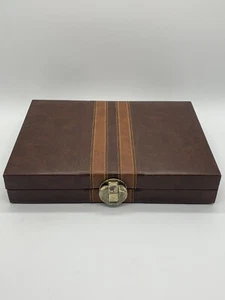 Leather Backgammon Set. Felt Lining . Leather Pouches. VG See Description/Images - Bild 1 von 10