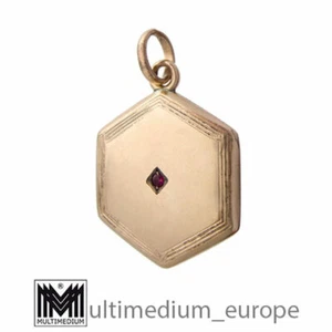 Jugendstil Double Rotgold Anhänger Granat Paste art nouveau pendant - Bild 1 von 3