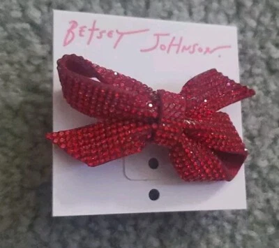 NEW BETSEY JOHNSON GUN METAL, RED SPARKLY RHINESTONE BOW ADJUSTABLE RING 🎀 - Image 1 of 3
