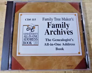 FAMILY TREE MAKER CD #115 Family Archives GENEOLOGISTS ALL-IN-ONE ADDRESS BOOK - Picture 1 of 3
