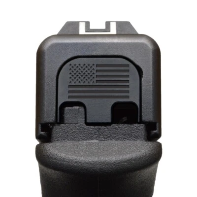 MILSPIN Blacked Out Flag Glock Slide Back Plate Black Stainless Steel