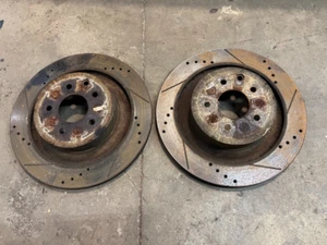INFINITI G37S 2008-2013 Akebono Drilled + Slotted Rear Brake Rotors - Picture 1 of 6