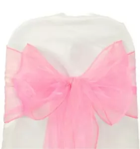130pc Organza Chair Sashes Bows Wedding Banquet Party Event Decor New - Pink - Picture 1 of 8