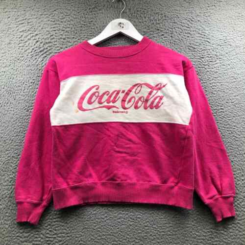 Vintage Coca-Cola Sweatshirt Mädchen Jugend L Langarm Grafik Rundhalsausschnitt pink 