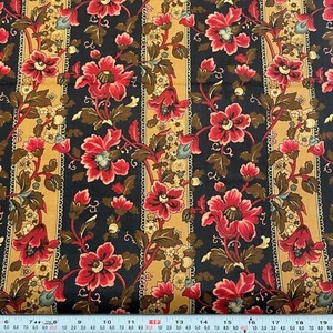 Dominique II Sentimental Studios Moda Striped Florals Cotton by the HALF YARD - Picture 1 of 2