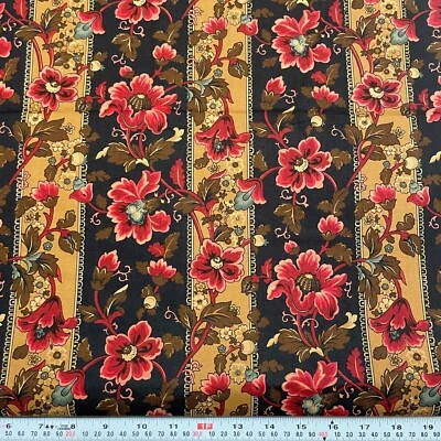 Dominique II Sentimental Studios Moda Striped Florals Cotton by the HALF YARD - Image 1 of 2