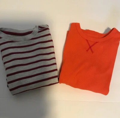 JK Boys J Khaki Lot of 2 Long Sleeve Shirts Orange & Striped Thermal Size 7 - Image 1 of 4
