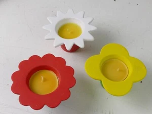 3 Blumenkerzen Kerzen in Blütenständer Blütenform Blumen Deko KS-531 - Bild 1 von 10