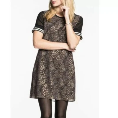 Платье Maison Scotch & Soda P'tite черное золотистое с плавной подкладкой с вязаным рукавом в полоску - Изображение 1 из 4