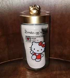 New! HELLO KITTY x The Creme Shop Premium Exfoliating Cotton Pads in Sealed Jar - Picture 1 of 6