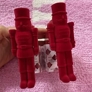 Set Of 2 Bath & Body Works Christmas Red Flocked NUTCRACKER Wallflower Plug - Picture 1 of 5