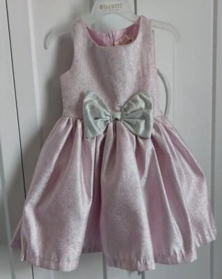 VESTIDO PAGENT BISCOTTI COLLEZIONI NIÑAS ROSA/PLATEADO BRILLO CON DIADEMA 3T 4T NUEVO CON ETIQUETAS Foto 1 de 4