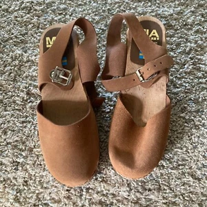 NWOB MIA Free People Abby Heeled Suede Clogs Taupe Sz 39 - Picture 1 of 6