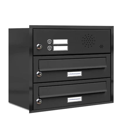 2er Premium Briefkasten Unterputz Anthrazit mit Klingel Postkasten 1x2 L - Bild 1 von 3