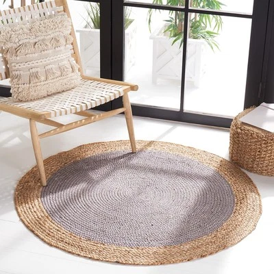 100% Natural Jute Braided Round Reversible Handmade Floor Mat Area Rug Carpet - Image 1 of 4