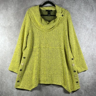 Suéter túnica Ali Miles para mujer talla 1X verde tejido capucha cuello pulóver boho maduro Foto 1 de 4