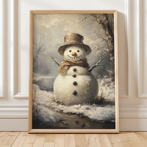 Schneemann Wandbild Poster - Weihnachten Winter Druck Weihnachtsdeko - Bild 1 von 5