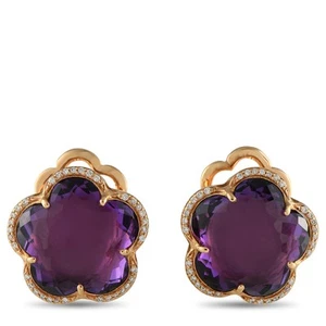 Pendientes Pasquale Bruni de oro rosa de 18 quilates de diamantes y amatista de 0,17 quilates PB03-050125 - Imagen 1 de 3