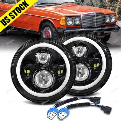 For Oldsmobile Cutlass Supreme 1973-1975 7" Inch Round LED Headlights Halo - Image 1 of 4