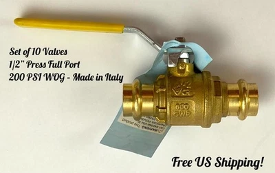 FNW 1/2” Ball Valve Press Full Port 200 PSI WOG Set of 10 - Image 1 of 4