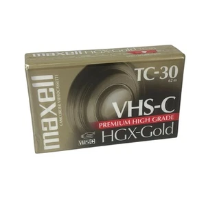 NUEVO Maxell TC-30 VHS-C Premium Alto Grado HGX-Oro VHSC Cinta en Blanco ~ SELLADO - Imagen 1 de 4