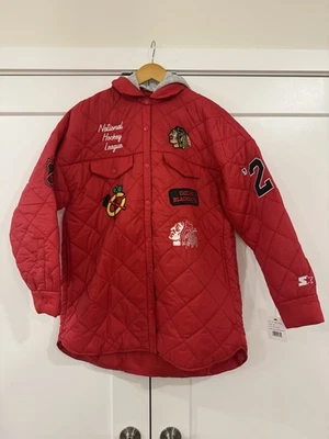 Новый стартер Chicago Blackhawks стартер куртка средний выстеганный съемный капюшон - Изображение 1 из 4
