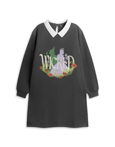 Wicked Black Flower Sweat Dress Sweatshirt Dress Girls - Picture 1 of 8