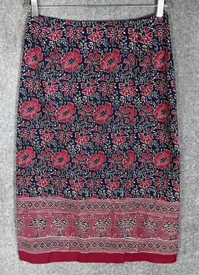Винтажный относительности надежном макси юбка женщин размер 12P красный синий белый цветочный хлопок - Изображение 1 из 4