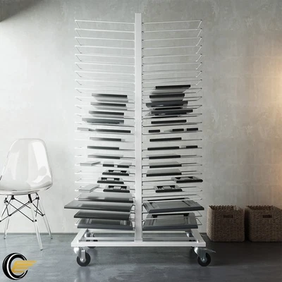 25LBS 4 Casters White Art Drying Rack For Doors/Shelves/Paint Shops 50 Shelves - Image 1 of 4