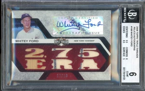 2008 Topps Triple Threads WHITEY FORD #168 2.75 ERA Relic Patch Auto /18 BGS 6 - Picture 1 of 2