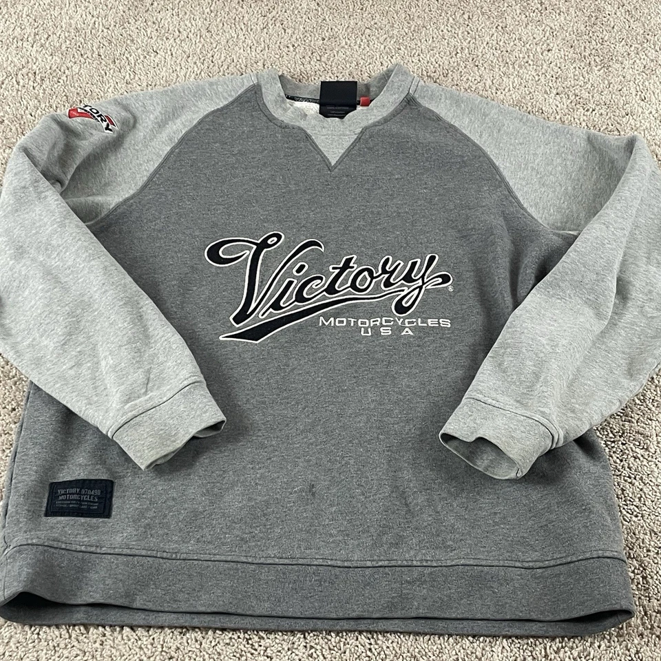 Sudadera Victory Motorcycle USA Para Hombre L Dos Tonos Gris Motor Power Script E129 Foto 1 de 4