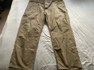 Mens Carhartt Green Carpenter Pants Size 44 X 30 Measured Wide Leg EUC - Picture 1 of 5
