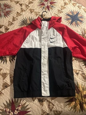Nike Double Swoosh Windbreaker Men’s Medium Red Whit Black MCM - Image 1 of 4