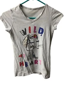 Jaya Apparel T Shirt Girls Large Gray Wild at Heart Fox Furry Tail Artsy - Picture 1 of 5
