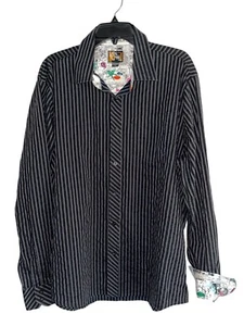 Volcom Long Sleeve Pin Stripe Shirt Size XL Graphic Cuffs - Picture 1 of 6