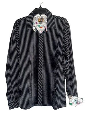 Volcom Long Sleeve Pin Stripe Shirt Size XL Graphic Cuffs - Image 1 of 4