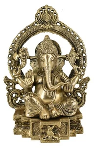 Whitewhale Lord Ganesh Murti Ganesha Idol Ganpati Bhagwan Brass Statue Decor - Picture 1 of 7