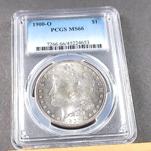 1900-O MORGAN SILVER DOLLAR!!! PCGS MS66!!!! BRIGHT WHITE!!!! CARTWHEEL LUSTER!! - Picture 1 of 11