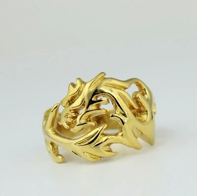 Men Hip Hop /Punk Fashion Retro Gold Dragon Titanium Stainless Steel Ring 10-12 - Image 1 of 4