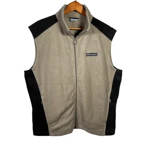 COLUMBIA Full Zip, Poly Fleece, Mock Neck Jacket-Vest in Brown and Tan, Mens L - Picture 1 of 10