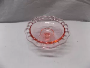 VTG~PINK DEPRESSION GLASS~PEDESTAL OLD COLONY OPEN LACE EDGE DISH BOWL 3"D X 3"T - Picture 1 of 5