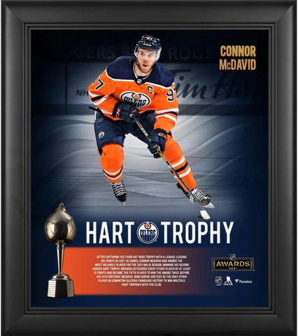 Connor McDavid Edmonton Oilers Framed 15x17 2021 Hart Trophy Winner Collage Cover