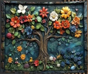 Tree of Life - Vibrant Fabric Wall Hanging - 30x39 inches - Picture 1 of 3