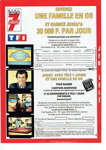 Publicité Advertising 108  1993   jeu Une famille en Or Bernard Montiel & TF1
