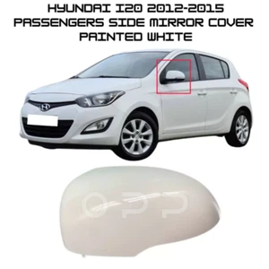Door Wing Mirror Cover Painted White For Hyundai i20 2012-2015 Passengers Side - Picture 1 of 4